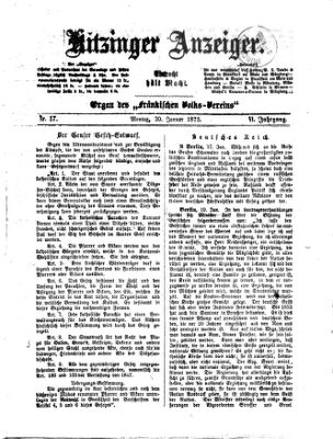 Kitzinger Anzeiger Montag 20. Januar 1873