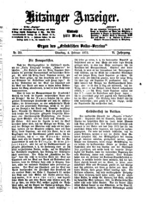 Kitzinger Anzeiger Dienstag 4. Februar 1873