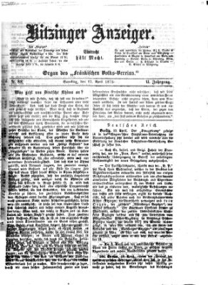 Kitzinger Anzeiger Samstag 12. April 1873