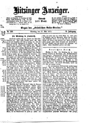 Kitzinger Anzeiger Dienstag 27. Mai 1873