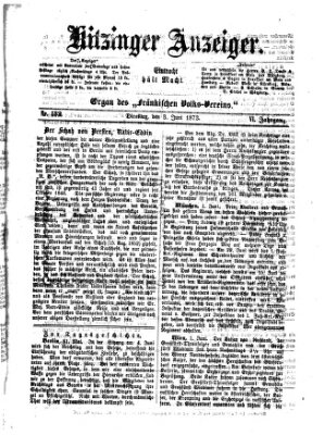 Kitzinger Anzeiger Dienstag 3. Juni 1873