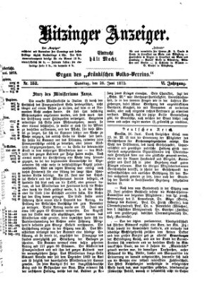 Kitzinger Anzeiger Samstag 28. Juni 1873