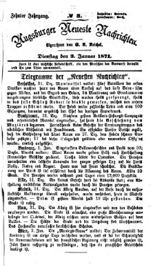 Augsburger neueste Nachrichten Dienstag 3. Januar 1871
