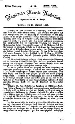 Augsburger neueste Nachrichten Samstag 13. Januar 1872