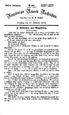 Augsburger neueste Nachrichten Dienstag 27. Februar 1872
