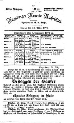 Augsburger neueste Nachrichten Freitag 22. März 1872
