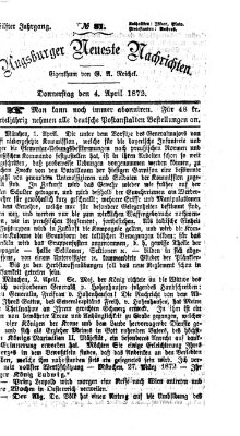 Augsburger neueste Nachrichten Donnerstag 4. April 1872