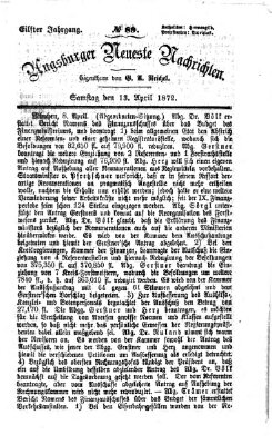 Augsburger neueste Nachrichten Samstag 13. April 1872