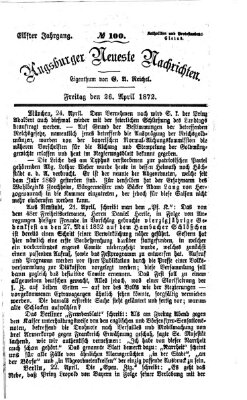 Augsburger neueste Nachrichten Freitag 26. April 1872