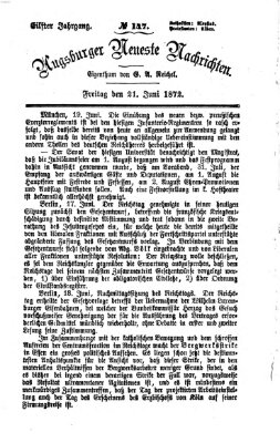 Augsburger neueste Nachrichten Freitag 21. Juni 1872