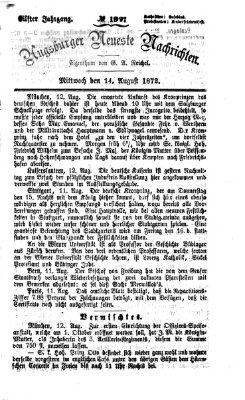 Augsburger neueste Nachrichten Mittwoch 14. August 1872
