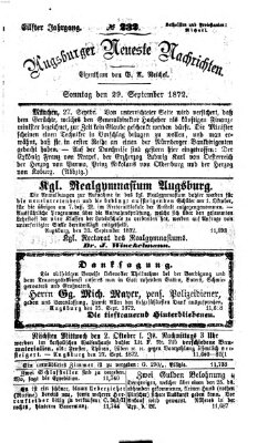 Augsburger neueste Nachrichten Sonntag 29. September 1872