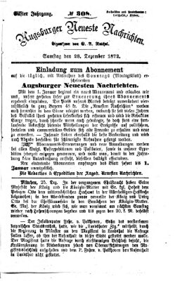 Augsburger neueste Nachrichten Samstag 28. Dezember 1872