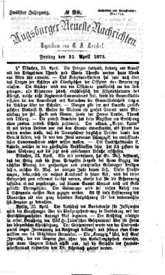 Augsburger neueste Nachrichten Freitag 25. April 1873