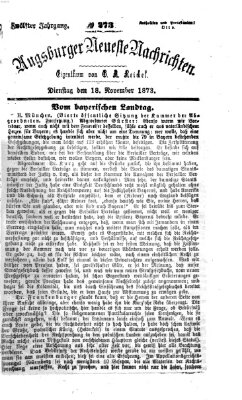 Augsburger neueste Nachrichten Dienstag 18. November 1873