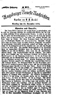 Augsburger neueste Nachrichten Samstag 22. November 1873