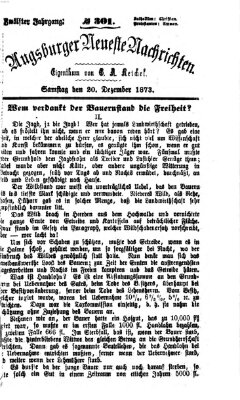 Augsburger neueste Nachrichten Samstag 20. Dezember 1873