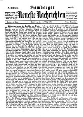 Bamberger neueste Nachrichten Freitag 10. März 1871