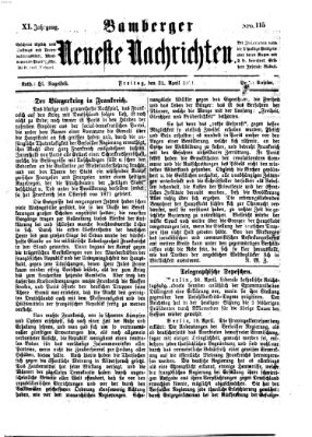 Bamberger neueste Nachrichten Freitag 21. April 1871