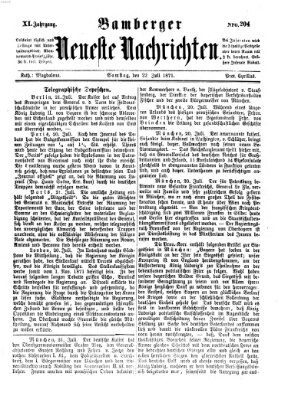 Bamberger neueste Nachrichten Samstag 22. Juli 1871