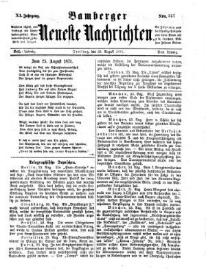 Bamberger neueste Nachrichten Freitag 25. August 1871