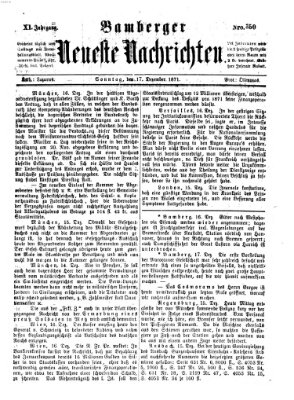 Bamberger neueste Nachrichten Sonntag 17. Dezember 1871
