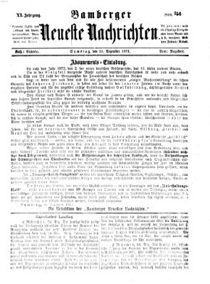 Bamberger neueste Nachrichten Samstag 23. Dezember 1871