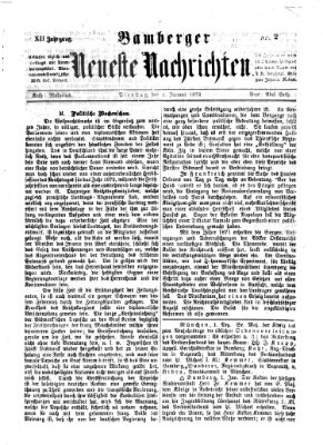 Bamberger neueste Nachrichten Dienstag 2. Januar 1872
