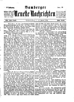 Bamberger neueste Nachrichten Donnerstag 18. Januar 1872
