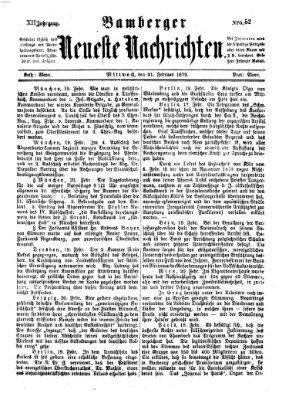 Bamberger neueste Nachrichten Mittwoch 21. Februar 1872