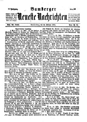 Bamberger neueste Nachrichten Donnerstag 22. Februar 1872