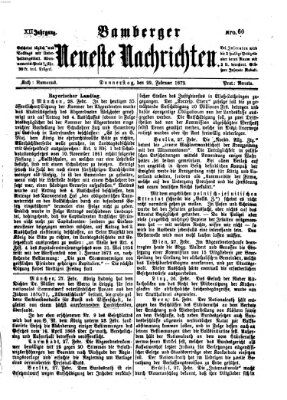 Bamberger neueste Nachrichten Donnerstag 29. Februar 1872