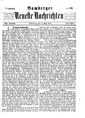 Bamberger neueste Nachrichten Dienstag 16. April 1872