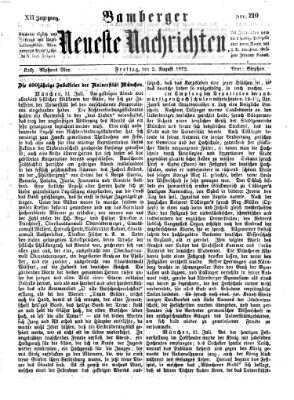 Bamberger neueste Nachrichten Freitag 2. August 1872