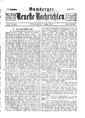 Bamberger neueste Nachrichten Mittwoch 7. August 1872