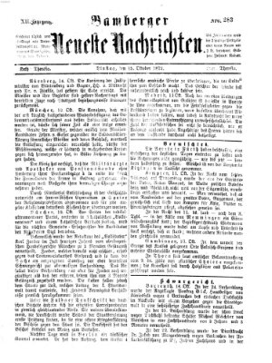 Bamberger neueste Nachrichten Dienstag 15. Oktober 1872