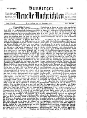 Bamberger neueste Nachrichten Donnerstag 14. November 1872