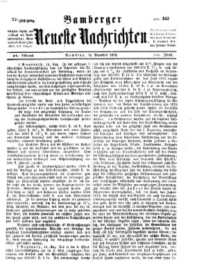 Bamberger neueste Nachrichten Samstag 14. Dezember 1872