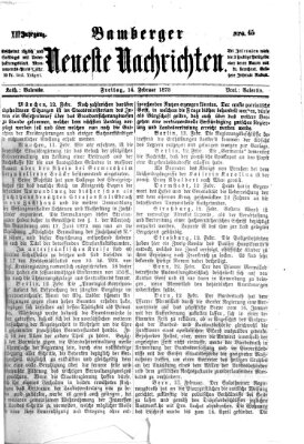 Bamberger neueste Nachrichten Freitag 14. Februar 1873