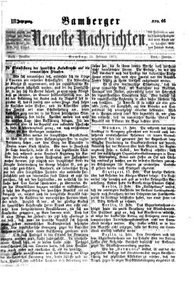 Bamberger neueste Nachrichten Samstag 15. Februar 1873
