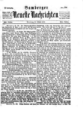 Bamberger neueste Nachrichten Montag 27. Oktober 1873