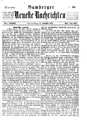 Bamberger neueste Nachrichten Donnerstag 27. November 1873