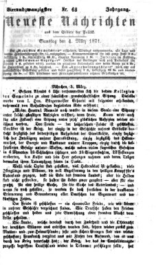 Neueste Nachrichten aus dem Gebiete der Politik Samstag 4. März 1871