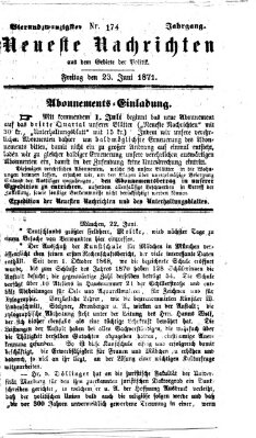 Neueste Nachrichten aus dem Gebiete der Politik (Münchner neueste Nachrichten) Freitag 23. Juni 1871