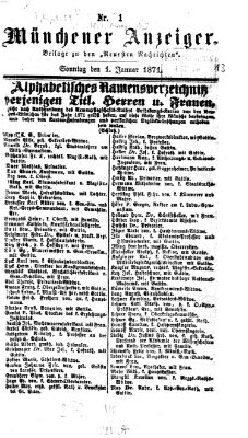 Münchener Anzeiger (Münchner neueste Nachrichten) Sonntag 1. Januar 1871