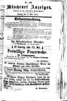 Münchener Anzeiger (Münchner neueste Nachrichten) Dienstag 9. Mai 1871