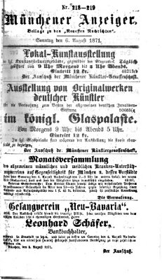 Münchener Anzeiger (Münchner neueste Nachrichten) Sonntag 6. August 1871