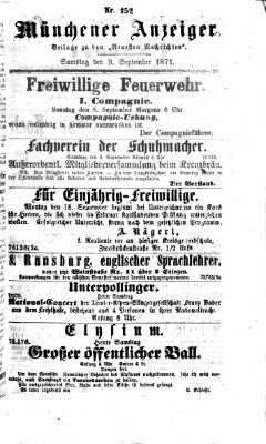 Münchener Anzeiger (Neueste Nachrichten aus dem Gebiete der Politik) Samstag 9. September 1871