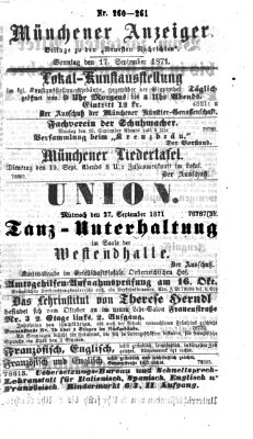 Münchener Anzeiger (Münchner neueste Nachrichten) Sonntag 17. September 1871