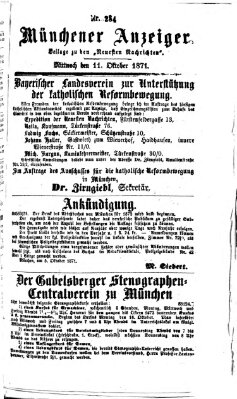 Münchener Anzeiger (Münchner neueste Nachrichten) Mittwoch 11. Oktober 1871